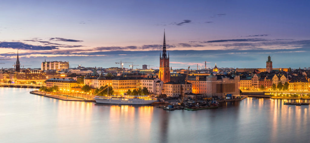 A view of Stockholm in the evening.